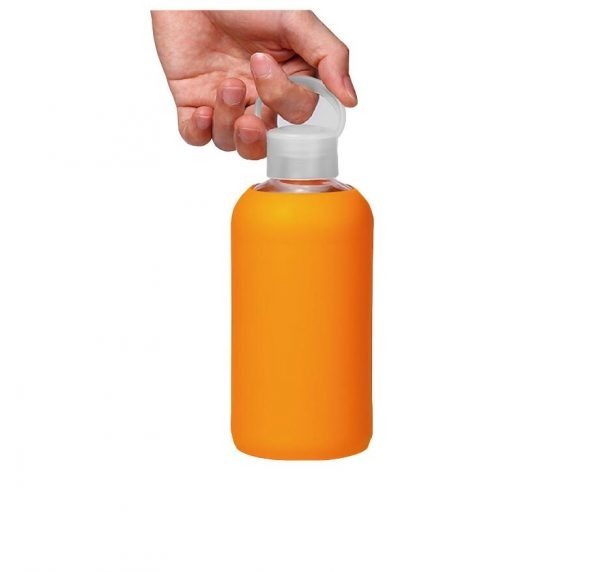 Стеклянная бутылка для воды с силиконовым чехлом с логотипом